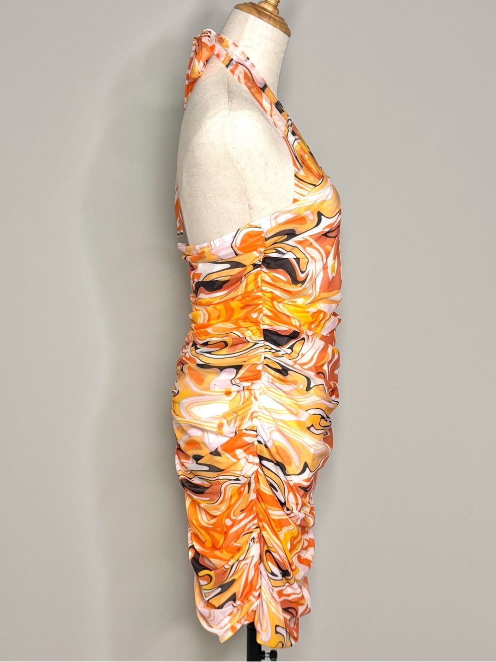 Princess Polly Viviana Geometric Halter Mini Dress Orange Size 10 NWT - Picture 6 of 11
